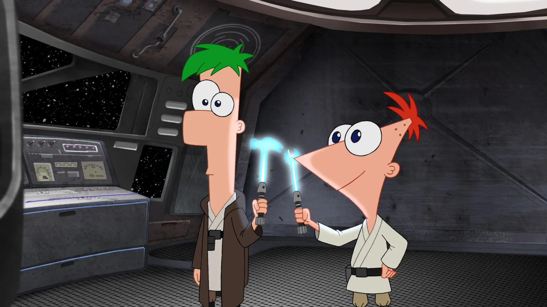 Thomas Brodie-Sangster and Vincent Martella in Phineas and Ferb (2007)