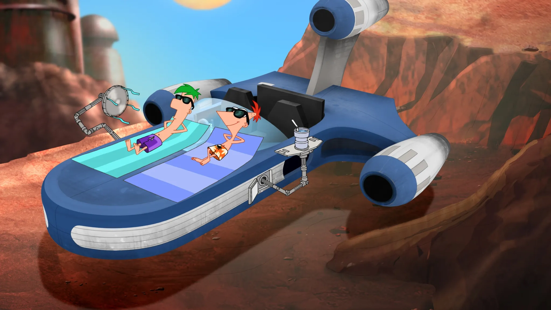 Thomas Brodie-Sangster and Vincent Martella in Phineas and Ferb (2007)