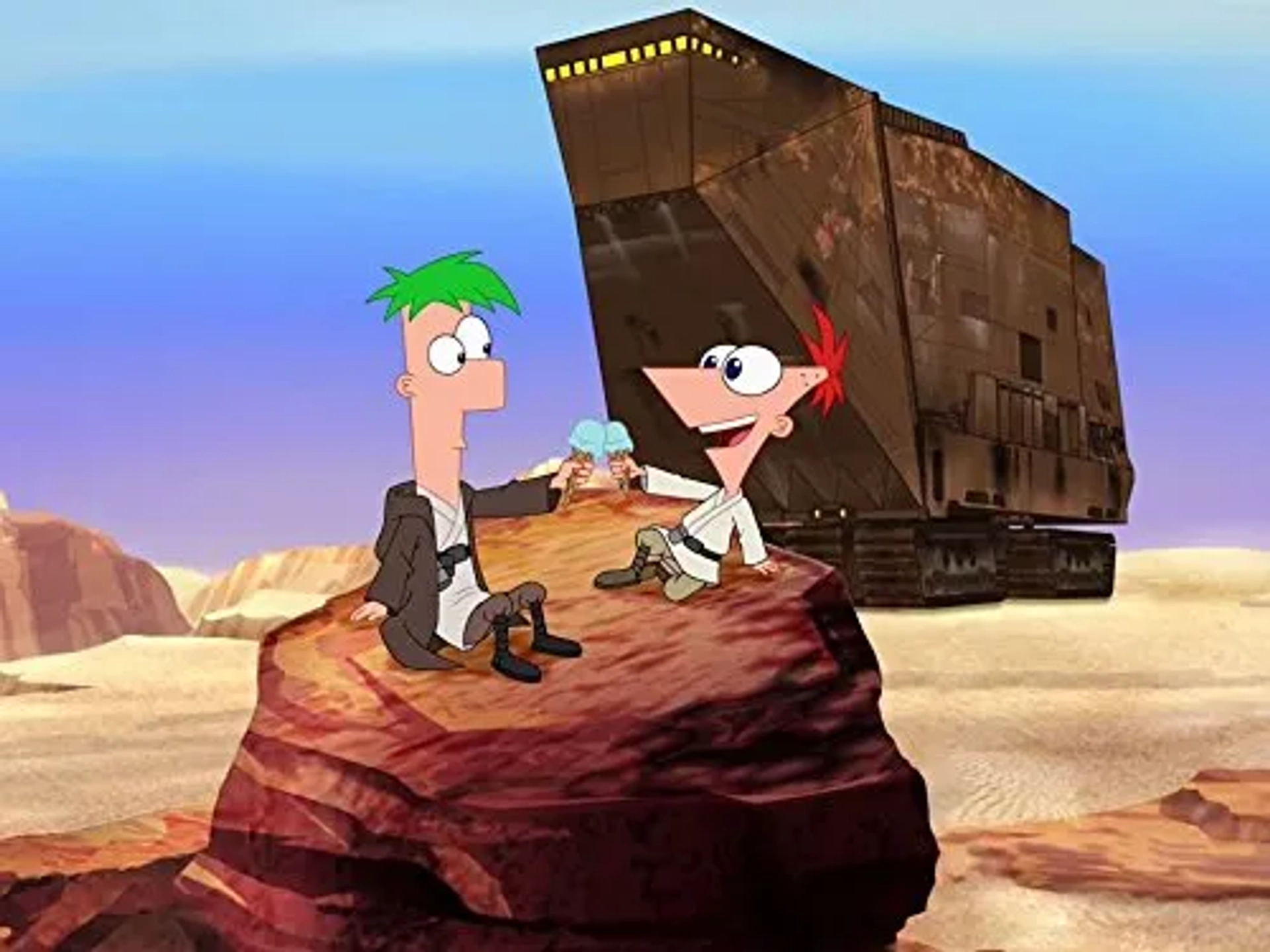 Thomas Brodie-Sangster and Vincent Martella in Phineas and Ferb (2007)