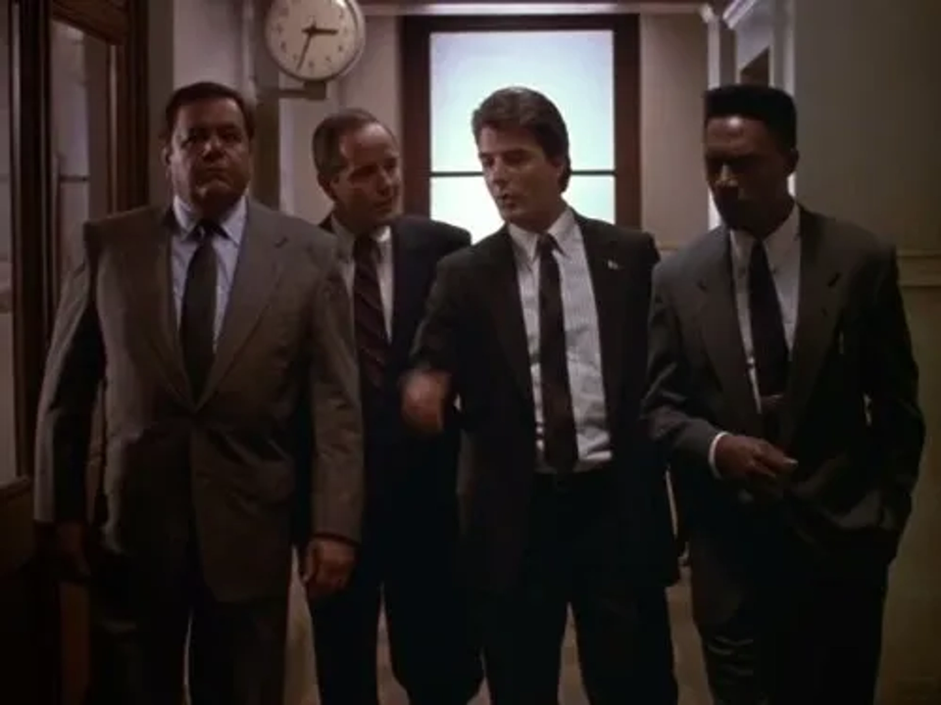 Paul Sorvino, Michael Moriarty, Chris Noth, and Richard Brooks in Law & Order (1990)