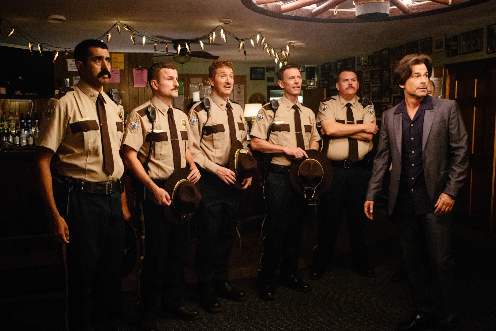 Rob Lowe, Jay Chandrasekhar, Kevin Heffernan, Steve Lemme, Paul Soter, and Erik Stolhanske in Super Troopers 2 (2018)