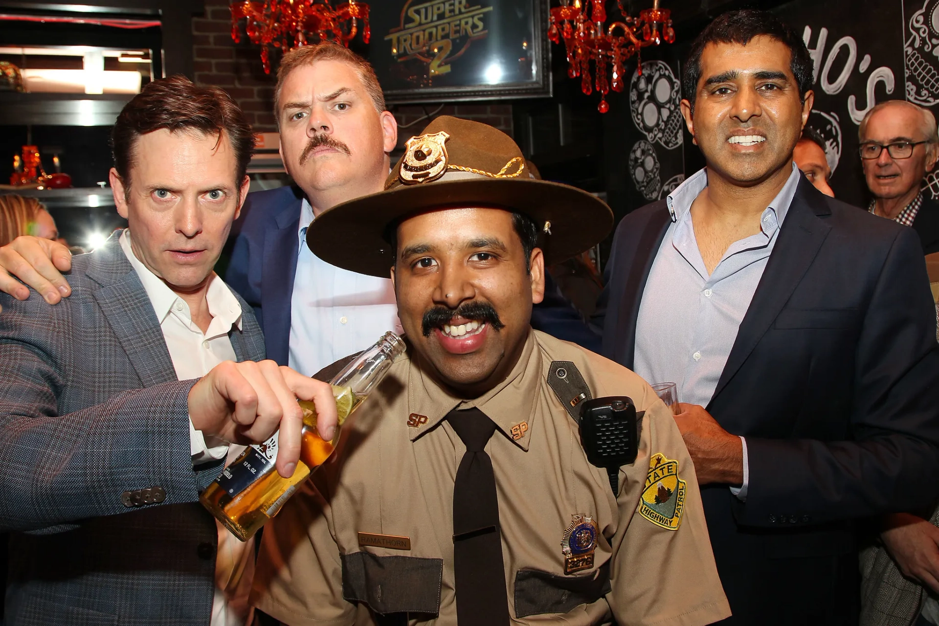 Jay Chandrasekhar, Kevin Heffernan, and Erik Stolhanske at an event for Super Troopers 2 (2018)