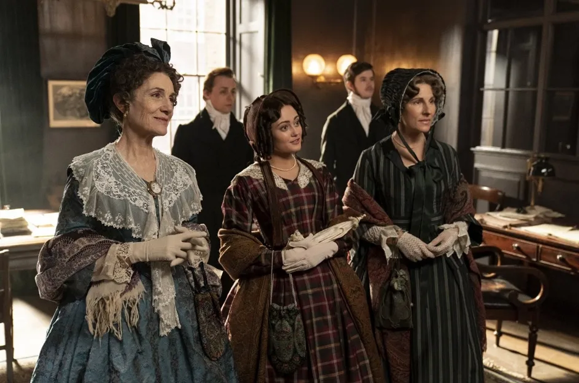 Tamsin Greig, Harriet Walter, and Ella Purnell in Belgravia (2020)