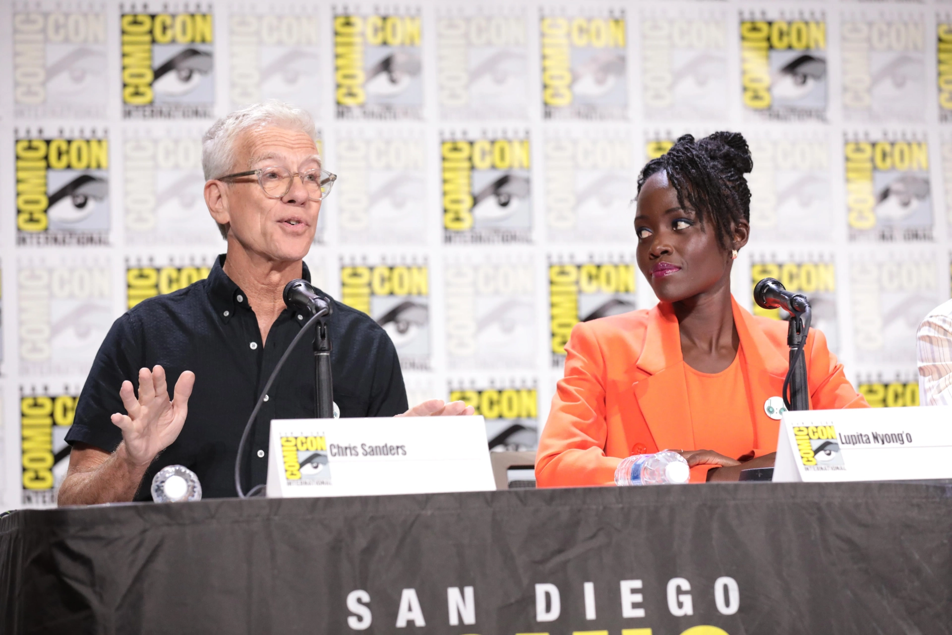 Chris Sanders and Lupita Nyong'o at an event for The Wild Robot (2024)