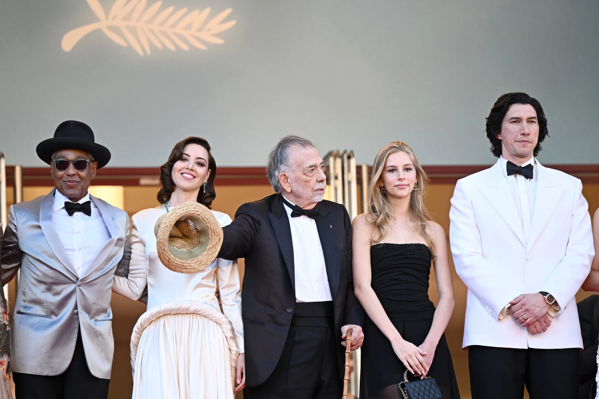 Francis Ford Coppola, Giancarlo Esposito, Romy Mars, Aubrey Plaza, and Adam Driver at an event for Megalopolis (2024)