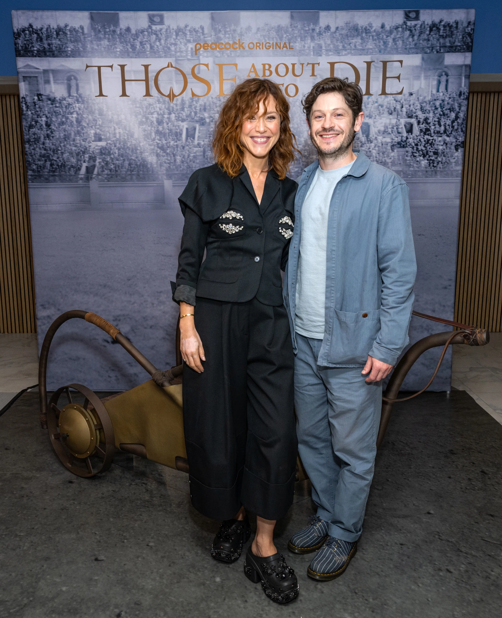 Gabriella Pession and Iwan Rheon at an event for Those About to Die (2024)