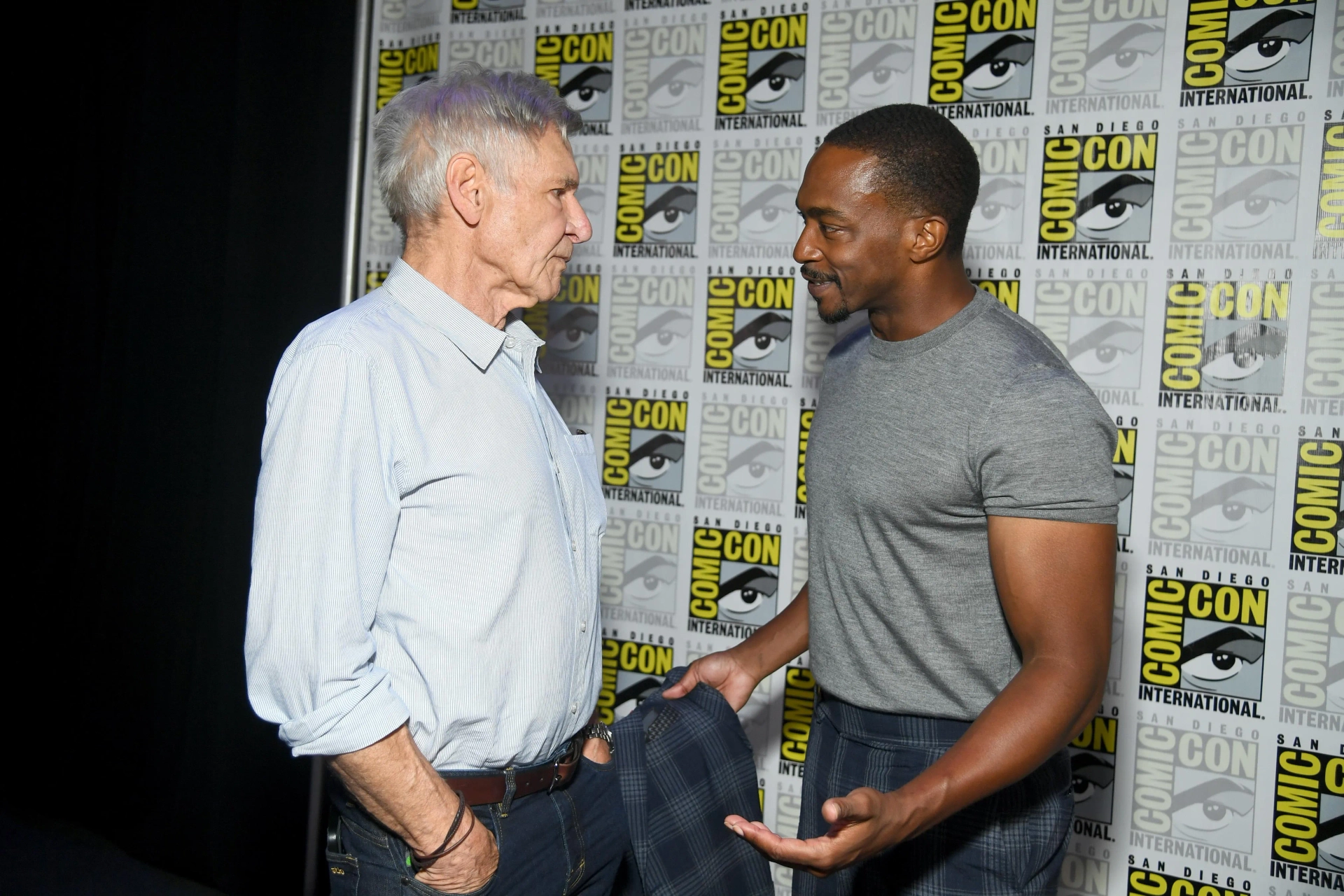 Harrison Ford and Anthony Mackie at an event for Captain America: Brave New World (2025)