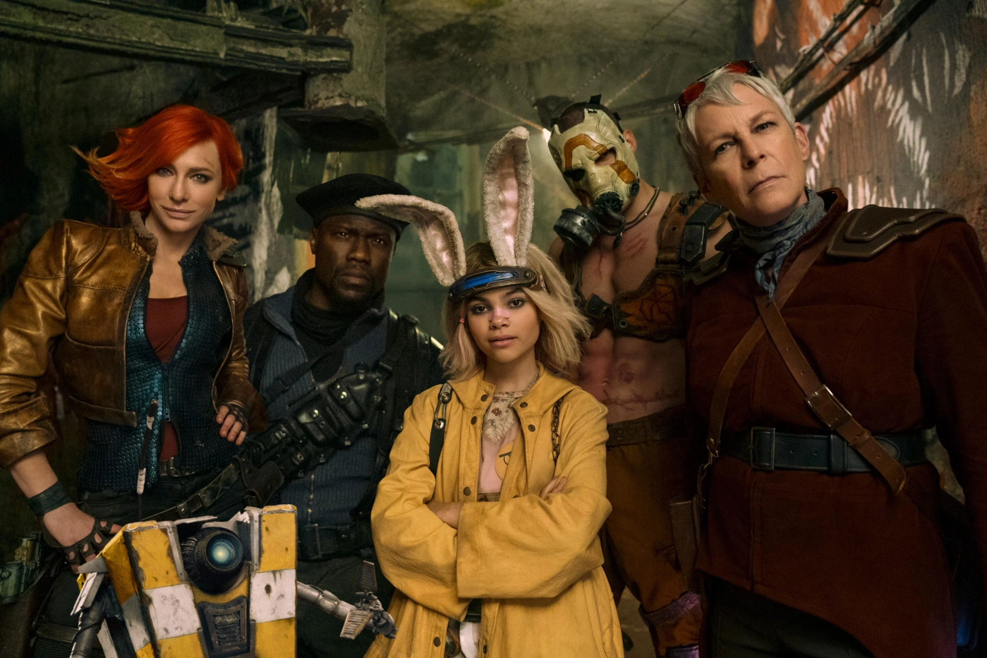 Jamie Lee Curtis, Cate Blanchett, Jack Black, Kevin Hart, Ariana Greenblatt, and Florian Munteanu in Borderlands (2024)