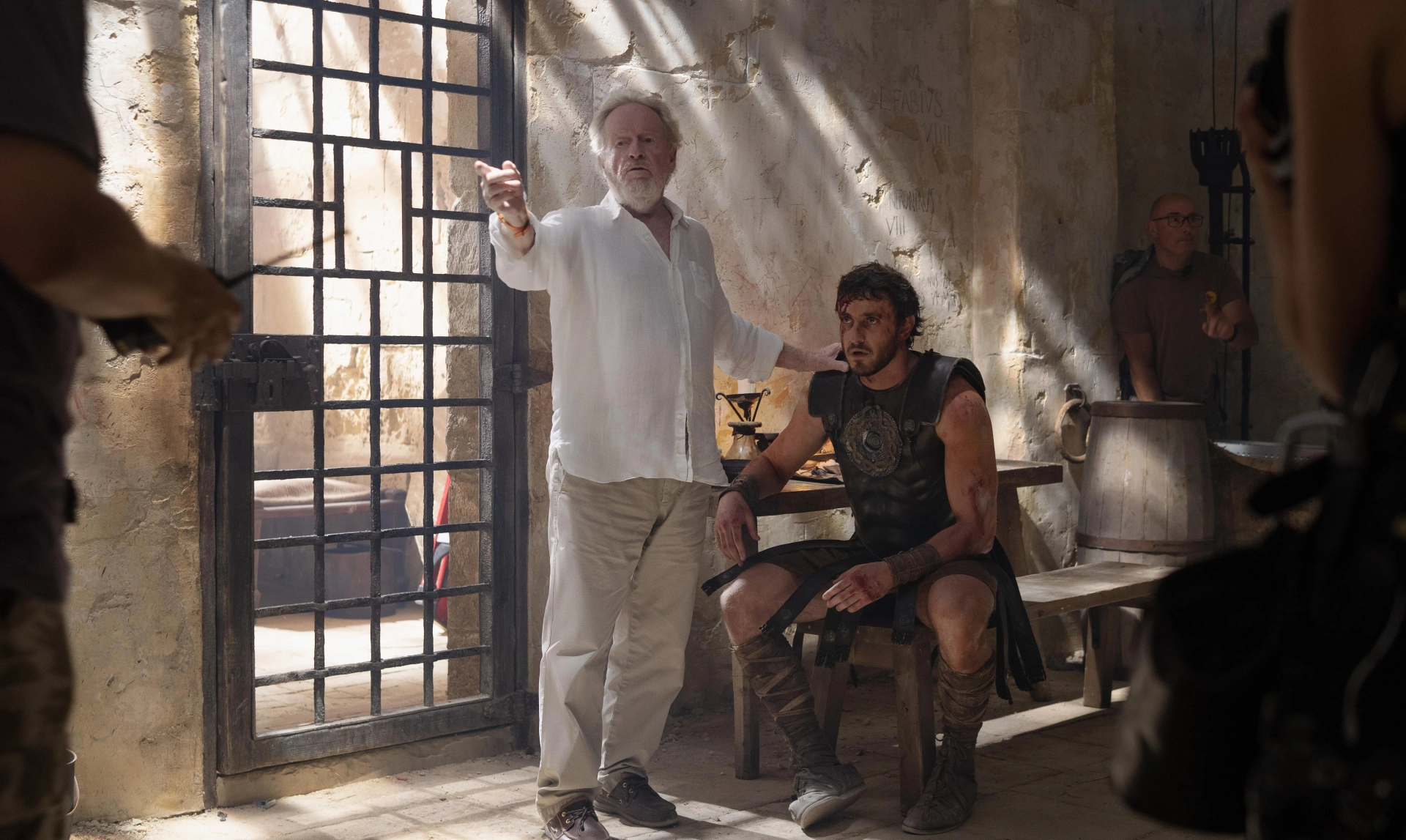 Ridley Scott and Paul Mescal in Gladiator II (2024)