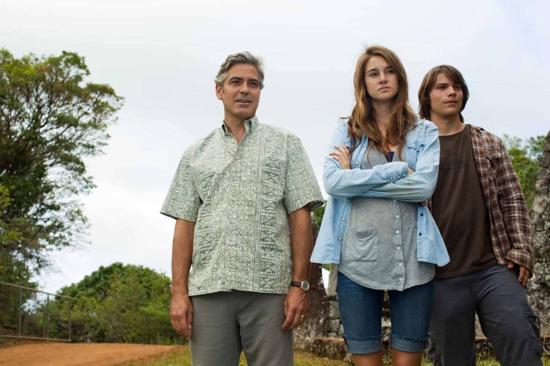 George Clooney, Shailene Woodley, and Nick Krause in The Descendants (2011)