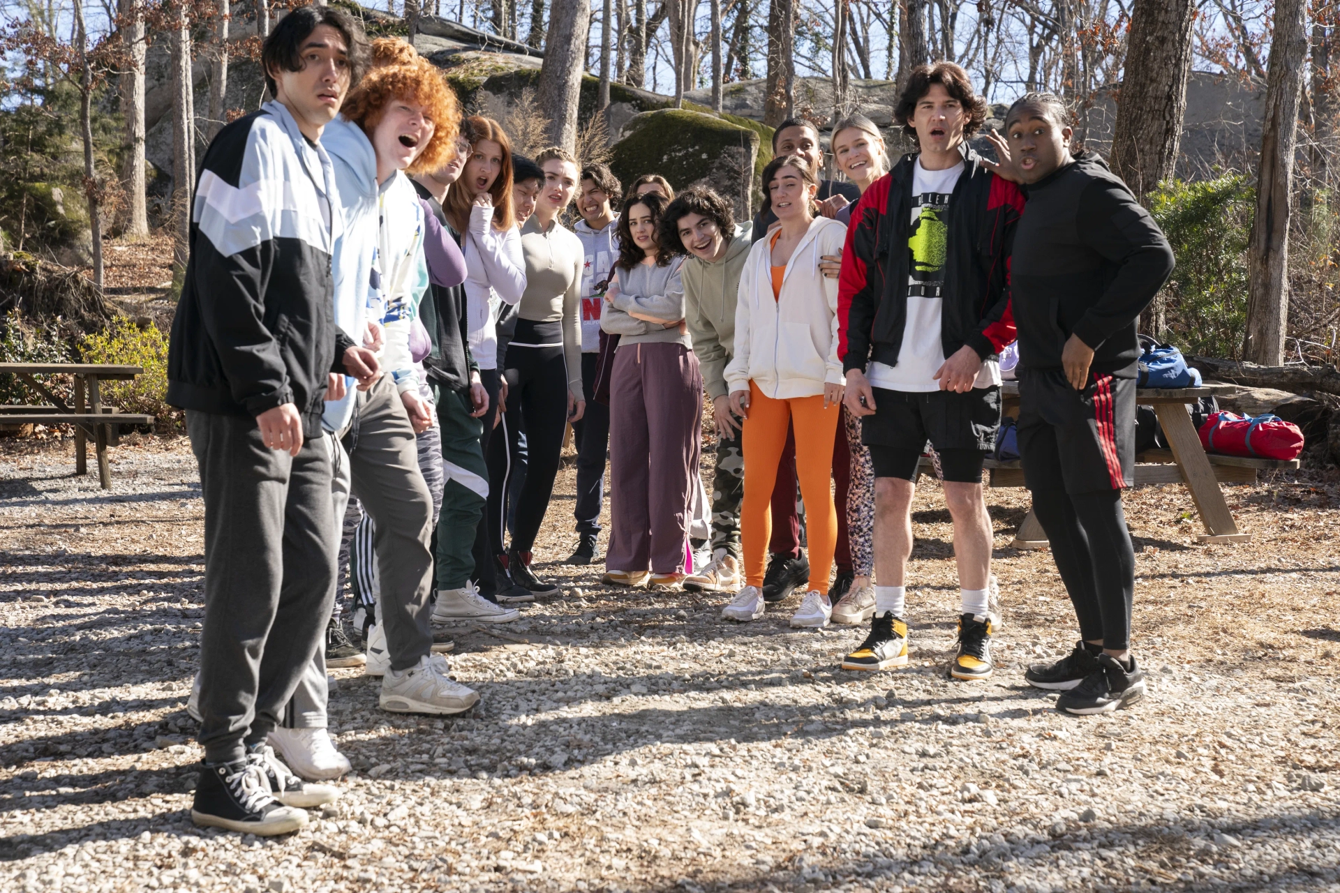 Mary Mouser, Peyton List, Xolo Maridueña, and Griffin Santopietro in Cobra Kai (2018)