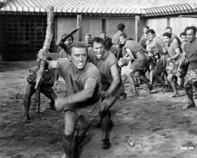 Kirk Douglas, John Ireland, and Harold J. Stone in Spartacus (1960)