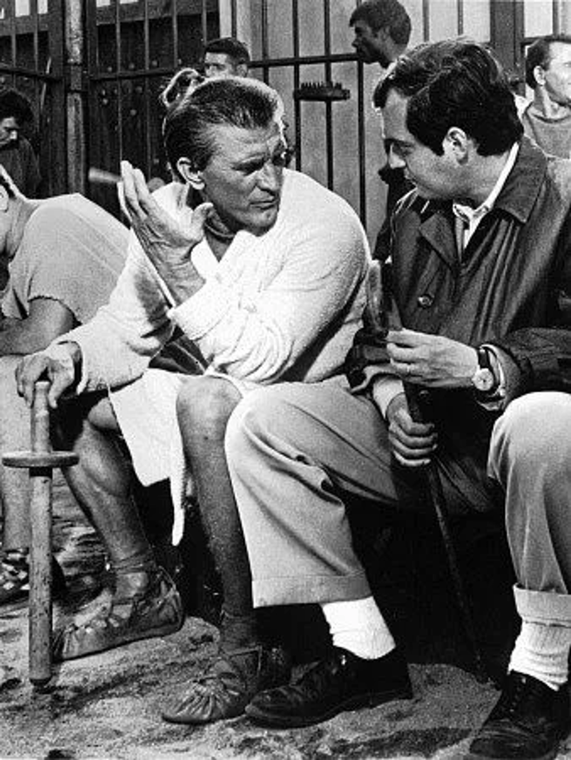 "Spartacus," 1960. Kirk Douglas and director, Stanley Kubrick, on the set.