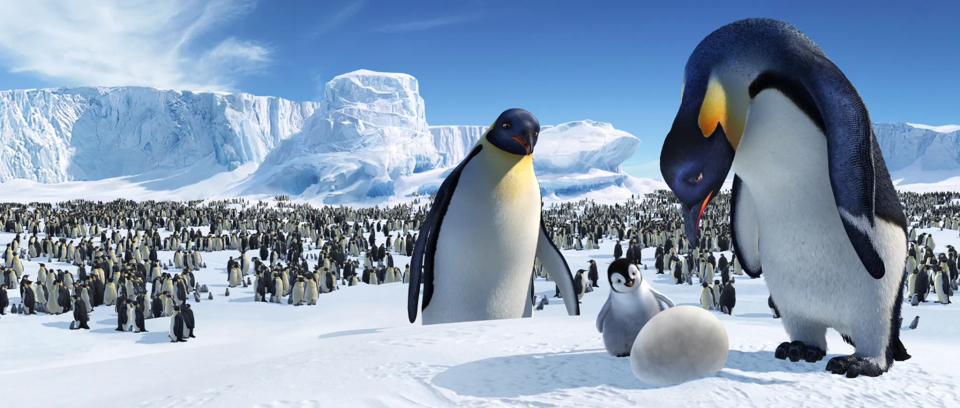 Dee Bradley Baker, Hugh Jackman, and Alyssa Shafer in Happy Feet (2006)