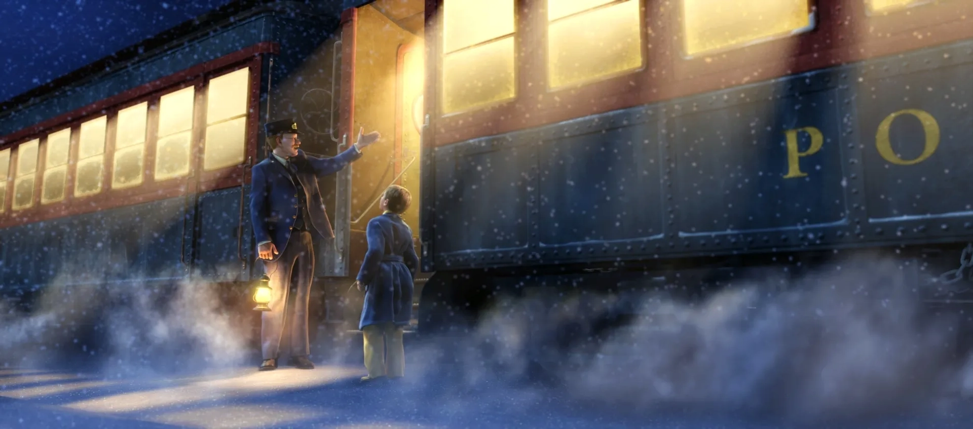 Tom Hanks, Daryl Sabara, and Josh Hutcherson in The Polar Express (2004)