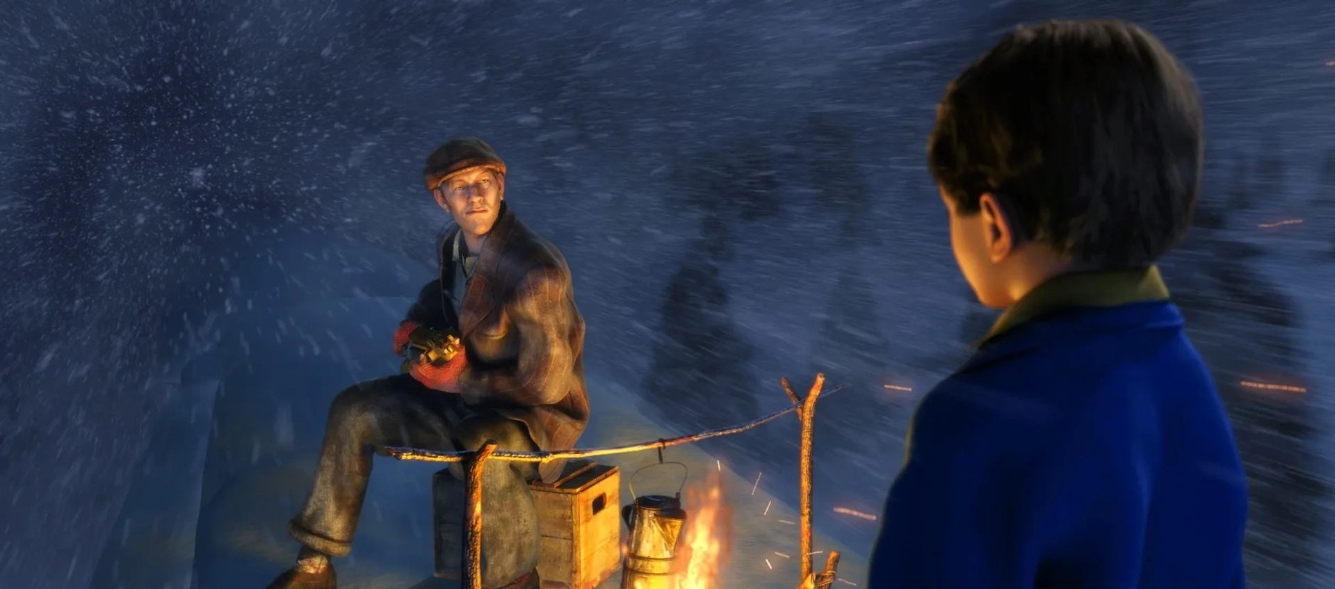 Tom Hanks, Daryl Sabara, and Josh Hutcherson in The Polar Express (2004)