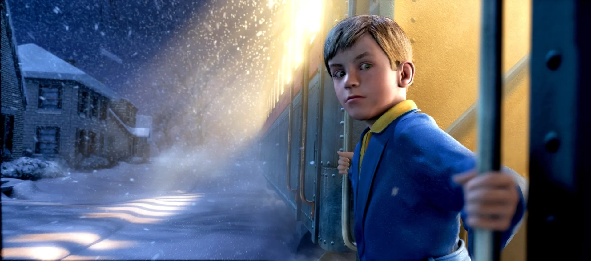 Tom Hanks, Daryl Sabara, and Josh Hutcherson in The Polar Express (2004)