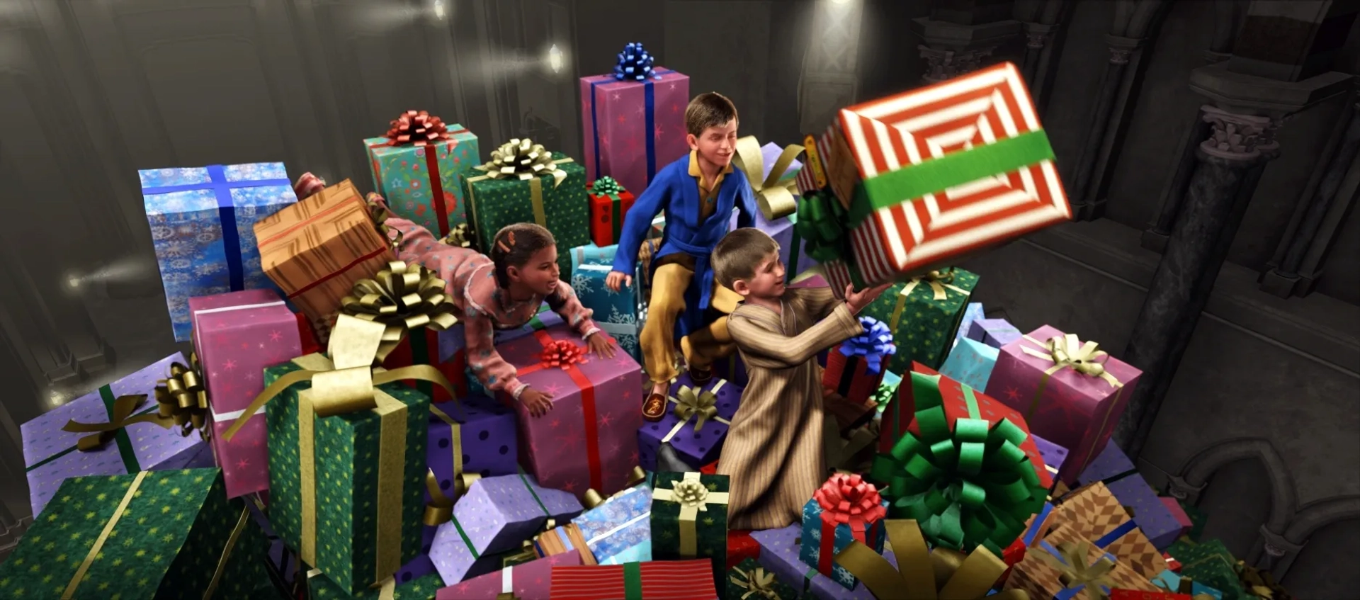 Tom Hanks, Nona Gaye, Daryl Sabara, Peter Scolari, Josh Hutcherson, Hayden McFarland, Chantel Valdivieso, and Jimmy Bennett in The Polar Express (2004)