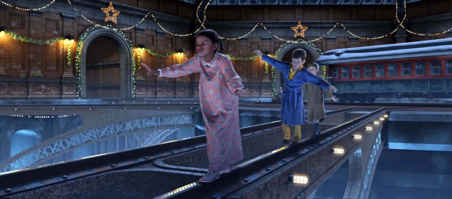 Tom Hanks, Nona Gaye, Daryl Sabara, Peter Scolari, Josh Hutcherson, Hayden McFarland, Chantel Valdivieso, and Jimmy Bennett in The Polar Express (2004)