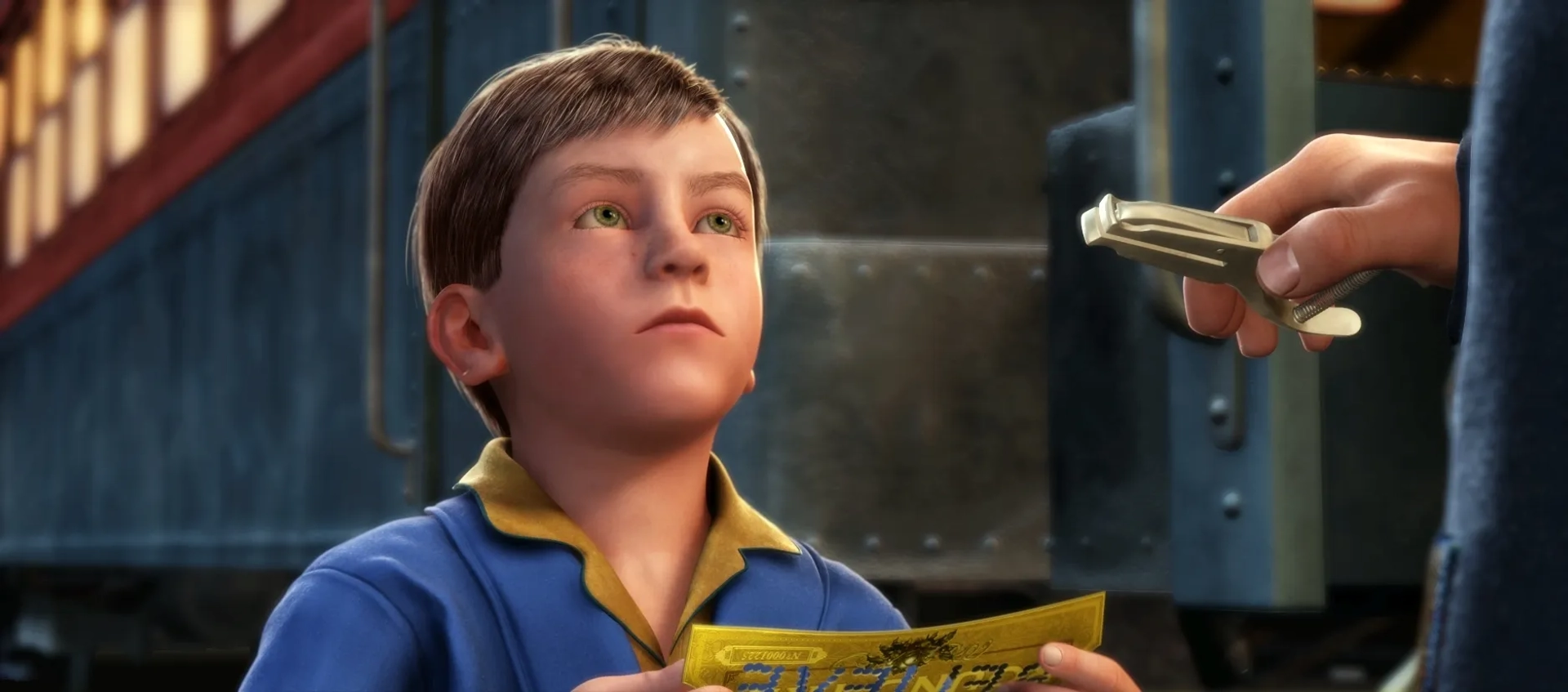 Tom Hanks, Daryl Sabara, and Josh Hutcherson in The Polar Express (2004)