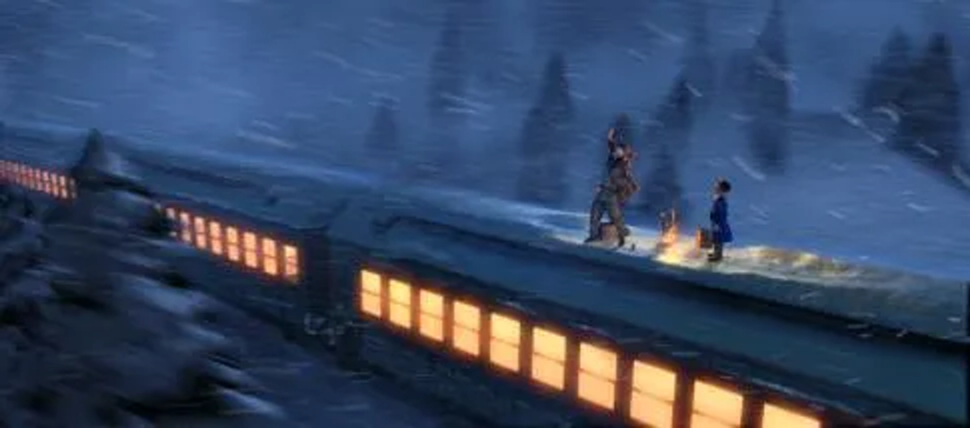 Tom Hanks, Daryl Sabara, and Josh Hutcherson in The Polar Express (2004)