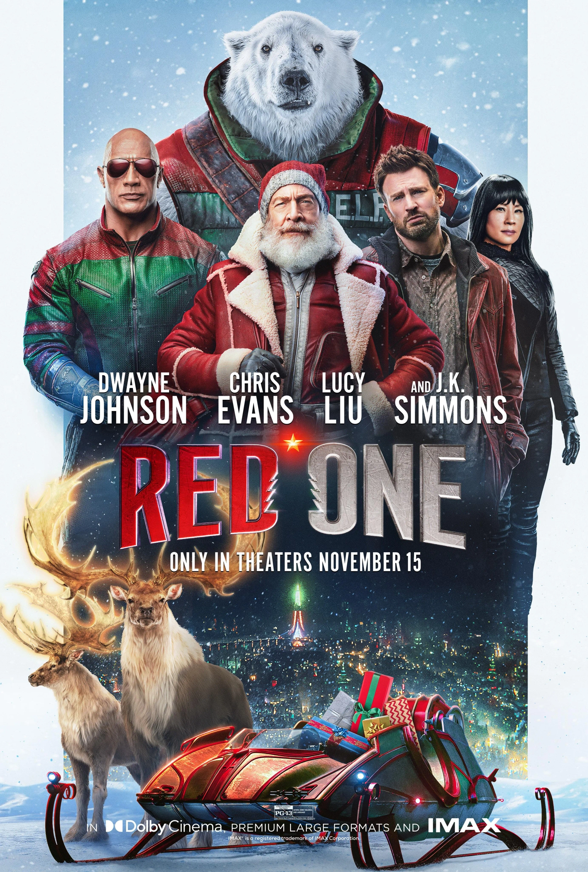 Lucy Liu, Chris Evans, Dwayne Johnson, J.K. Simmons, and Reinaldo Faberlle in Red One (2024)