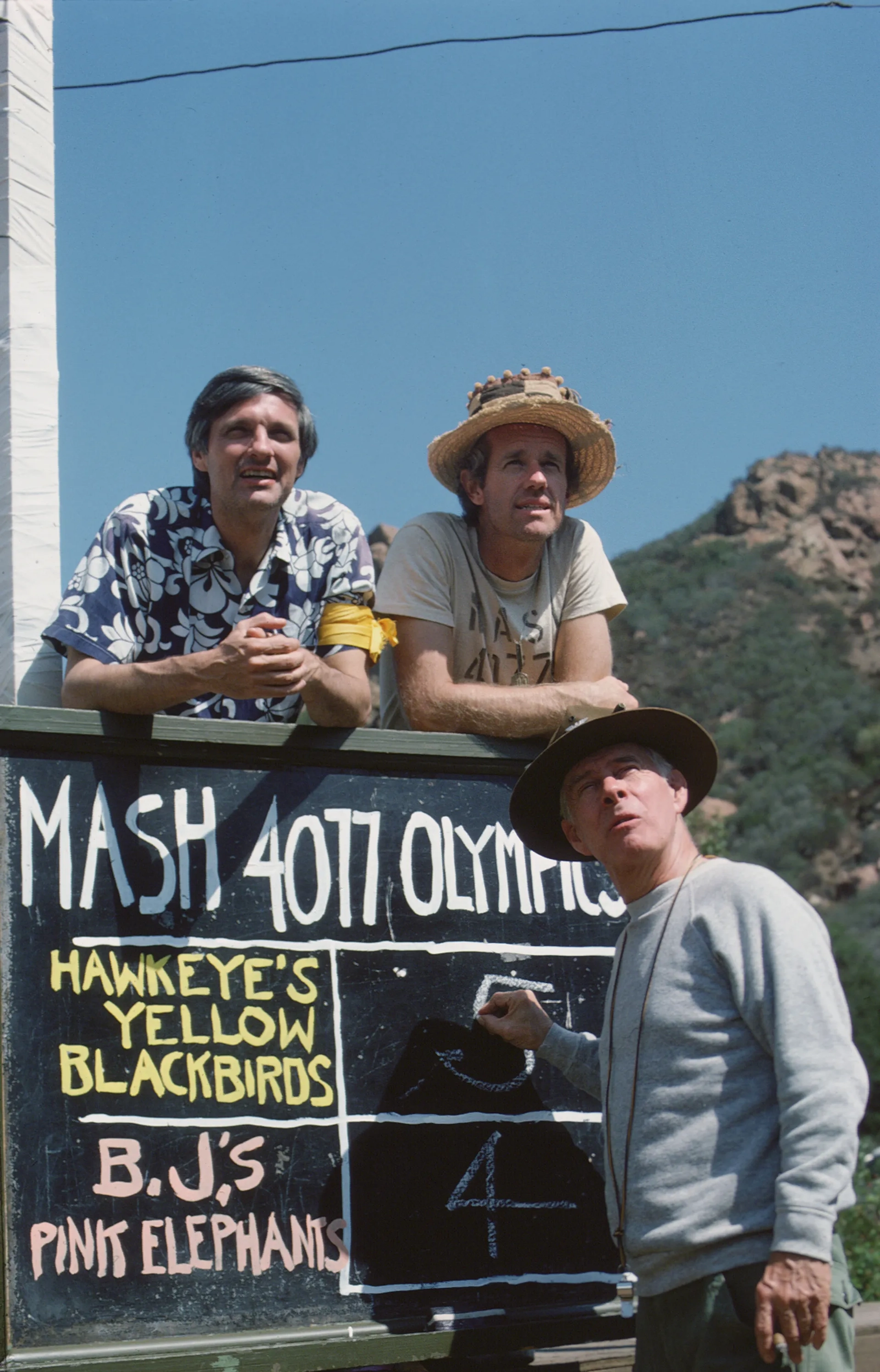 Alan Alda, Mike Farrell, and Harry Morgan in M*A*S*H (1972)
