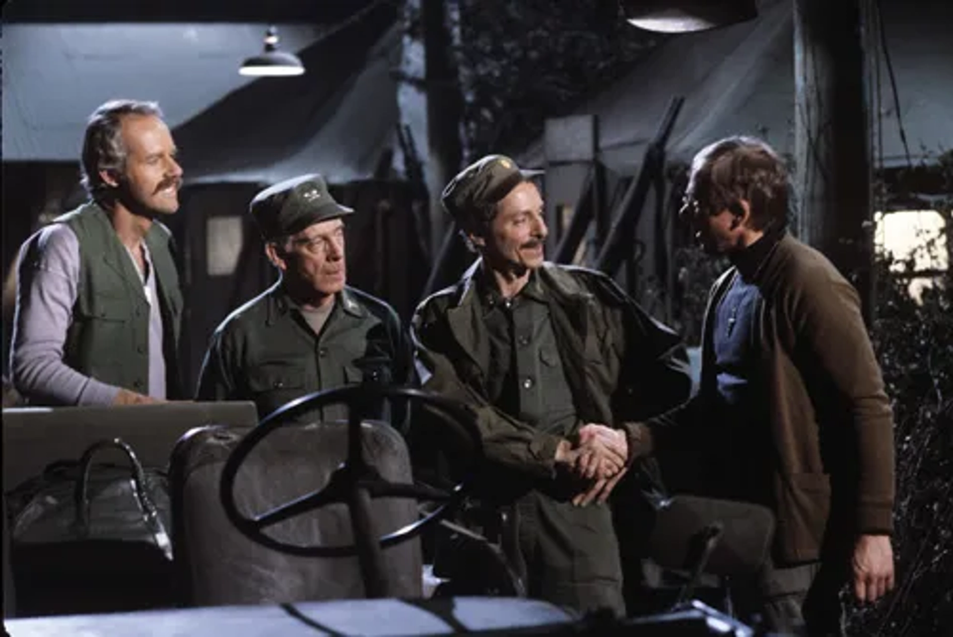 Allan Arbus, William Christopher, Mike Farrell, and Harry Morgan in M*A*S*H (1972)