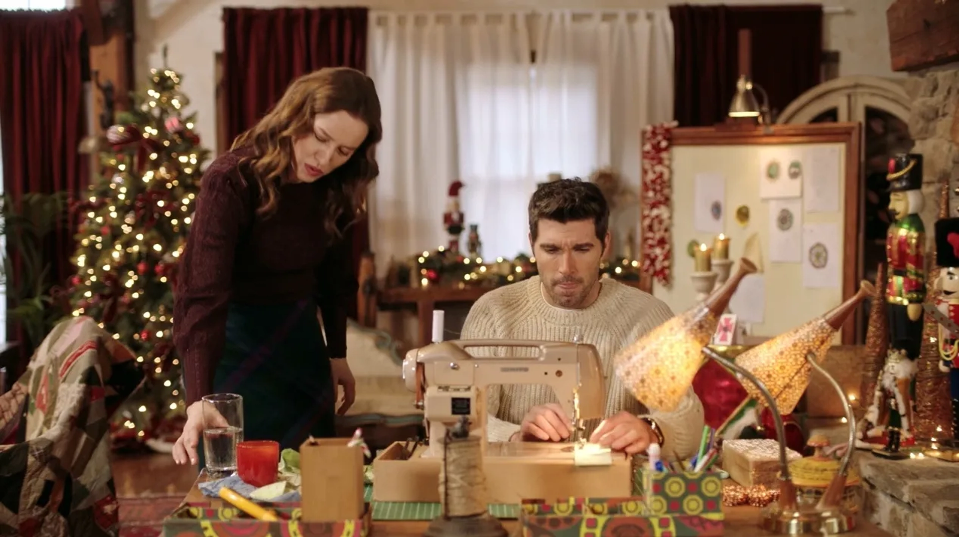 Harmon Walsh and Ferelith Young in A Cozy Christmas Quilt (2023)
