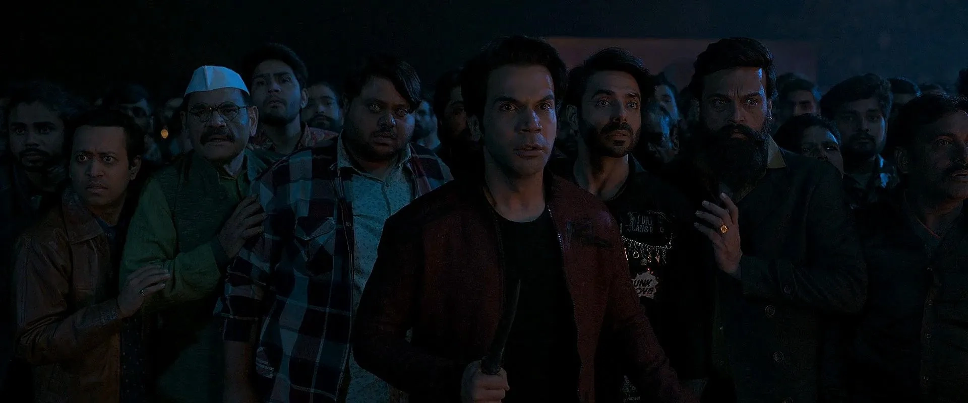 Mushtaq Khan, Abhishek Singh Rajput, Rajendra Parsendia, Aakkash Dabhade, Rajkummar Rao, Aparshakti Khurana, and Badri Chavan in Stree 2: Sarkate Ka Aatank (2024)