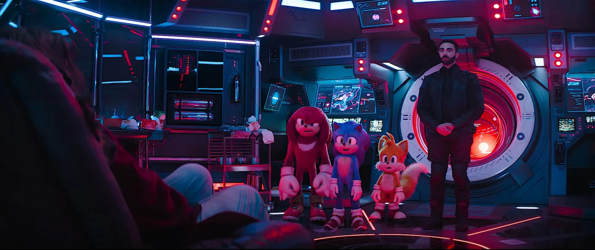 Jim Carrey, Idris Elba, Colleen O'Shaughnessey, Ben Schwartz, and Lee Majdoub in Sonic the Hedgehog 3 (2024)