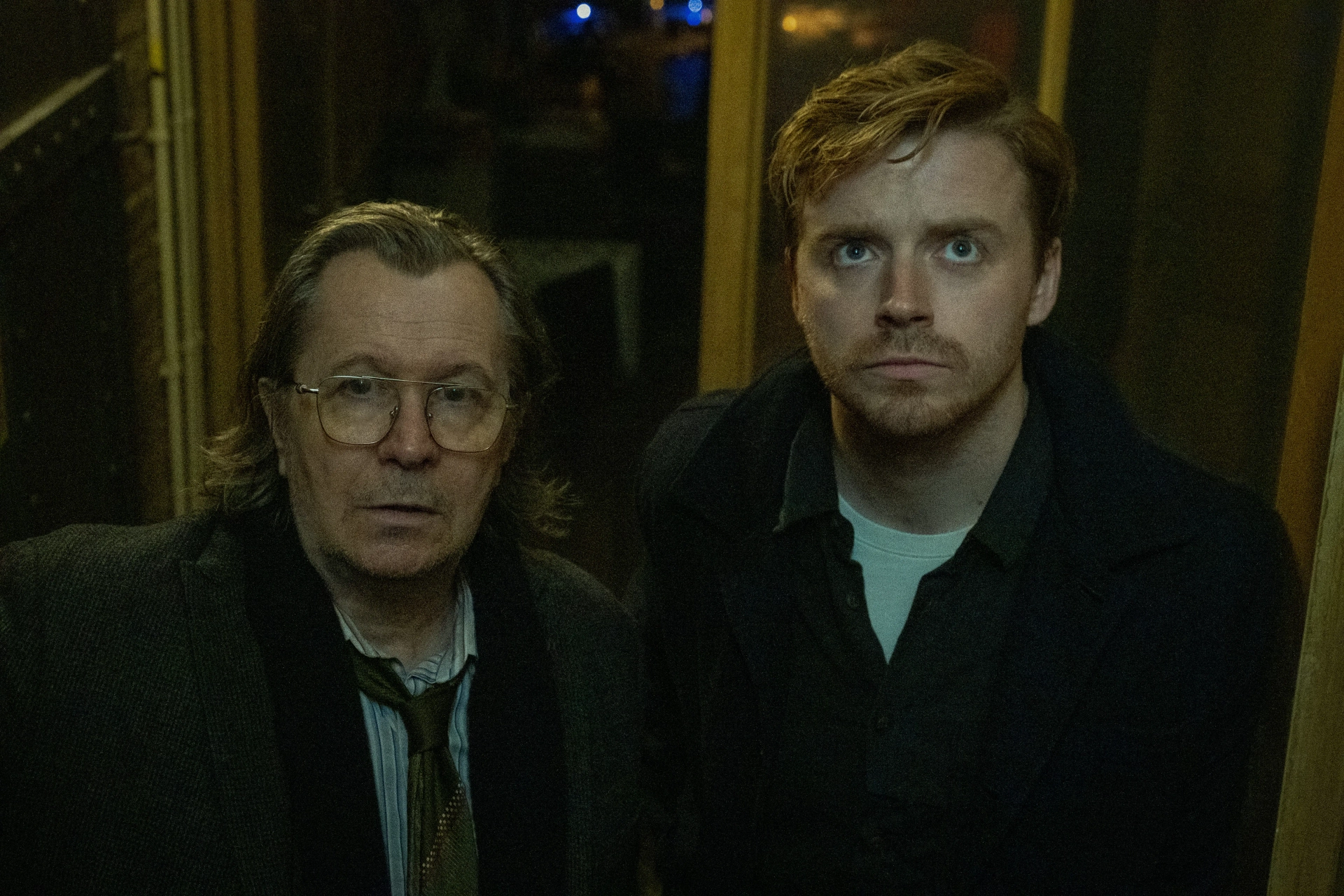 Gary Oldman and Jack Lowden in Failure's Contagious (2022)