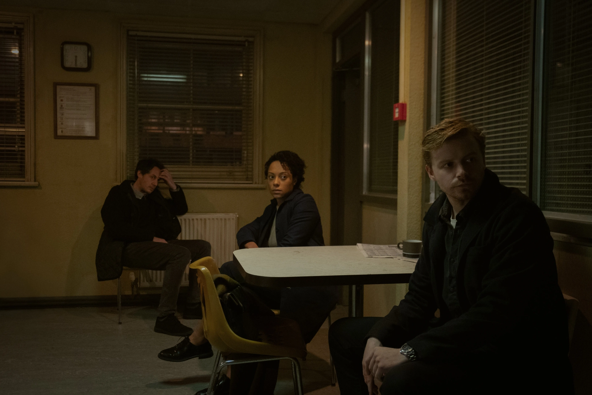 Dustin Demri-Burns, Jack Lowden, and Rosalind Eleazar in Bad Tradecraft (2022)