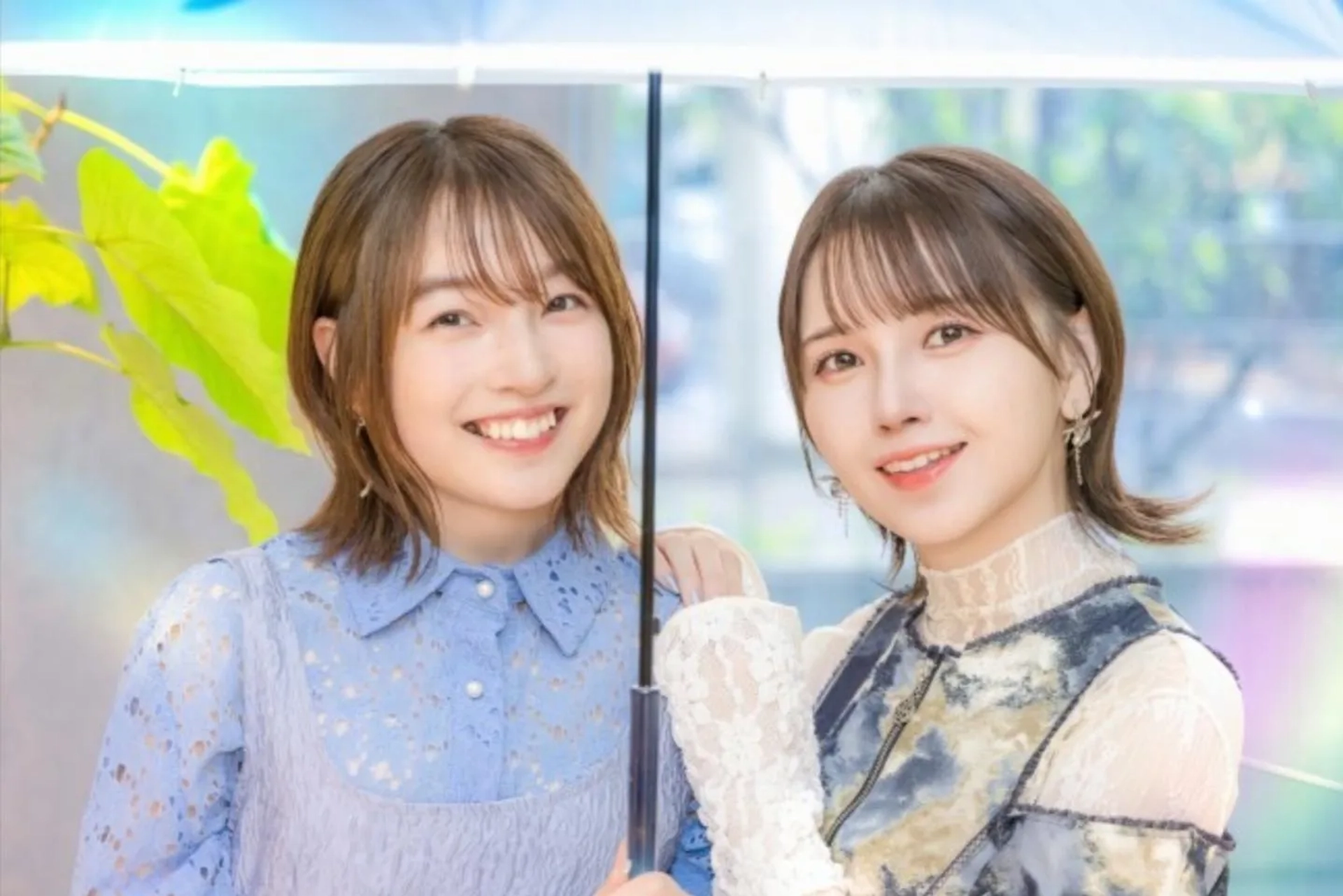 Reina Ueda and Akari Kitô at an event for Blue Box (2024)