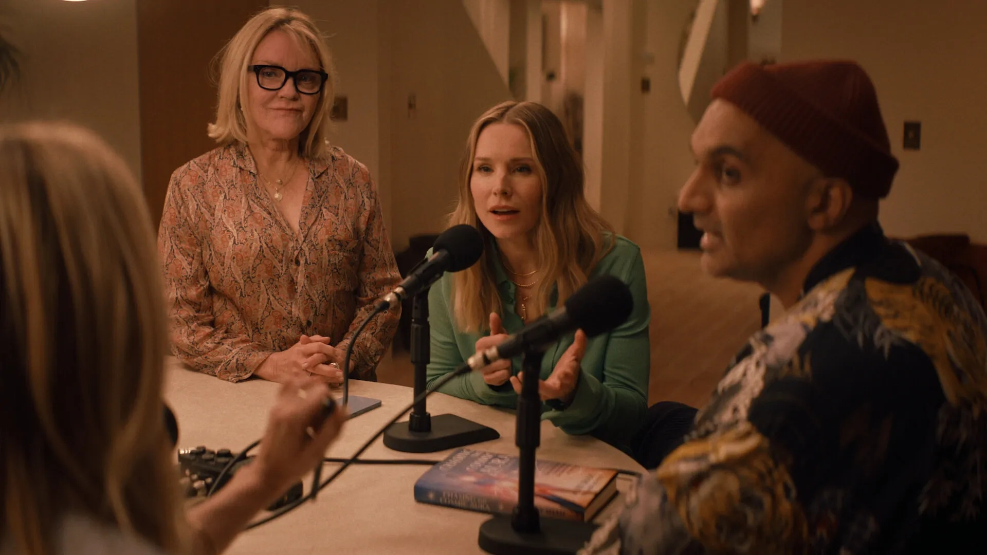 Kristen Bell, Stephanie Faracy, Usman Ally, and Justine Lupe in Nobody Wants This (2024)