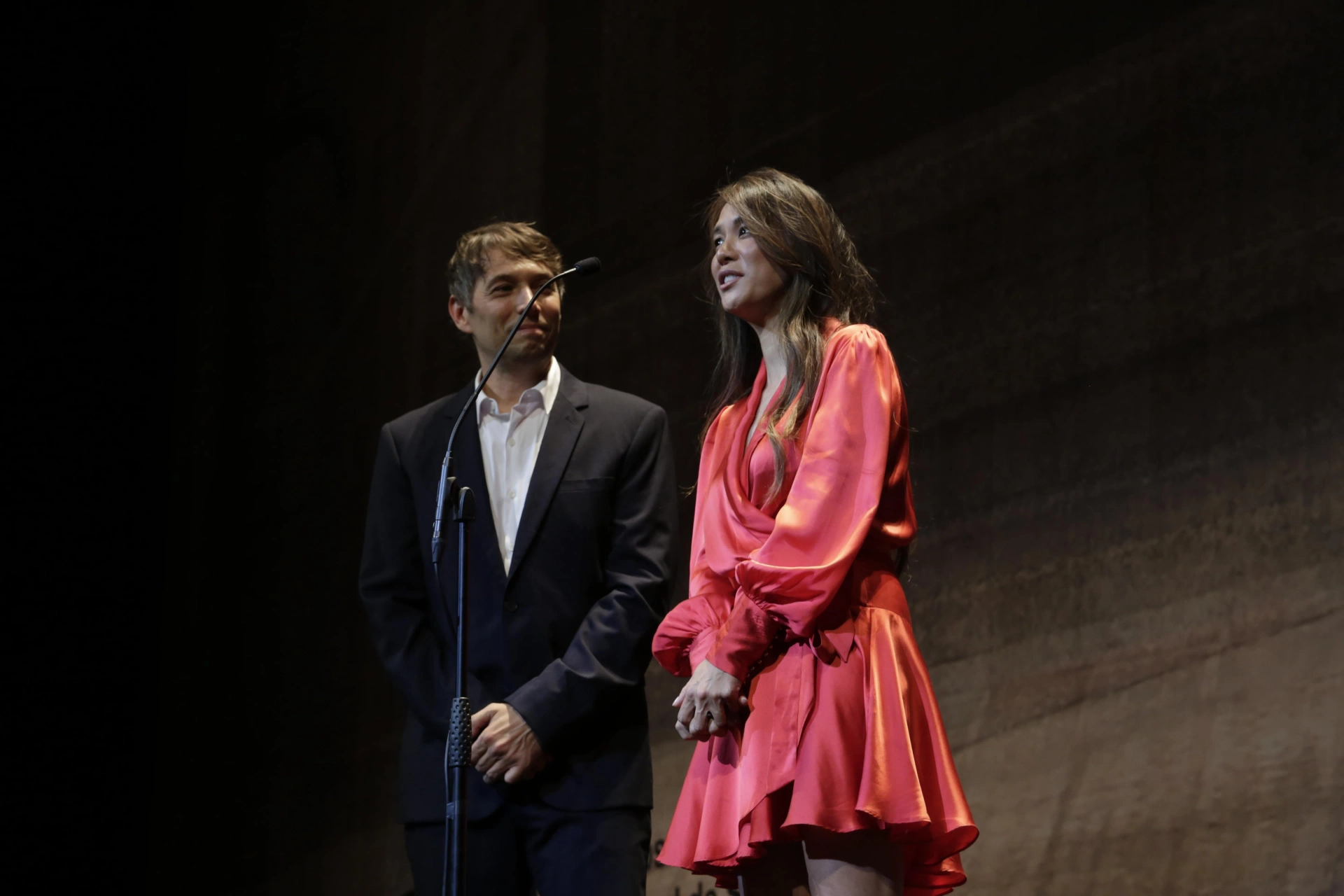 Sean Baker and Samantha Quan at an event for Anora (2024)