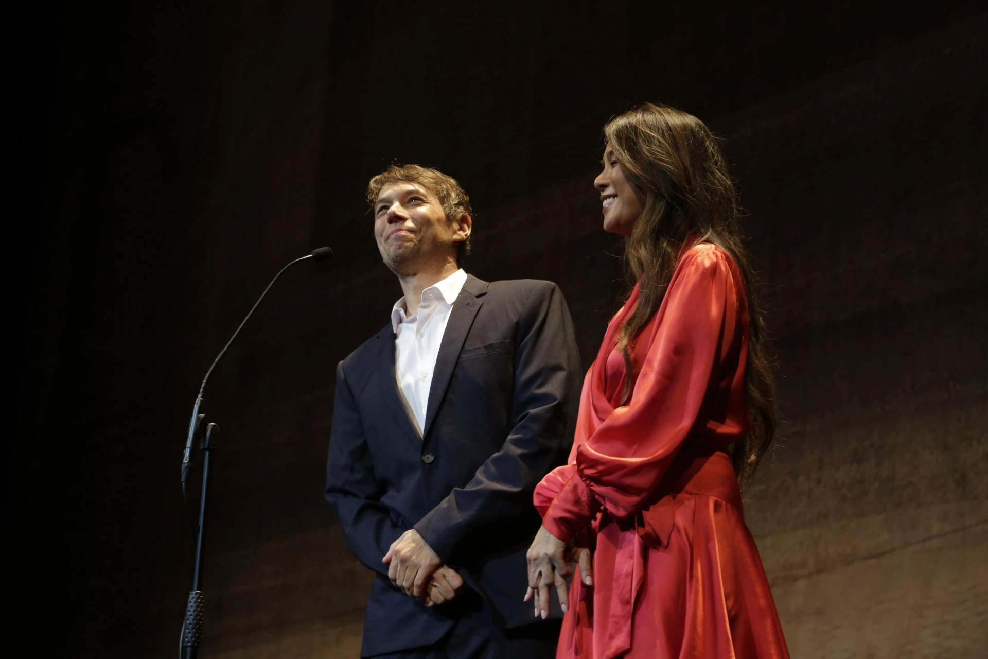 Sean Baker and Samantha Quan at an event for Anora (2024)