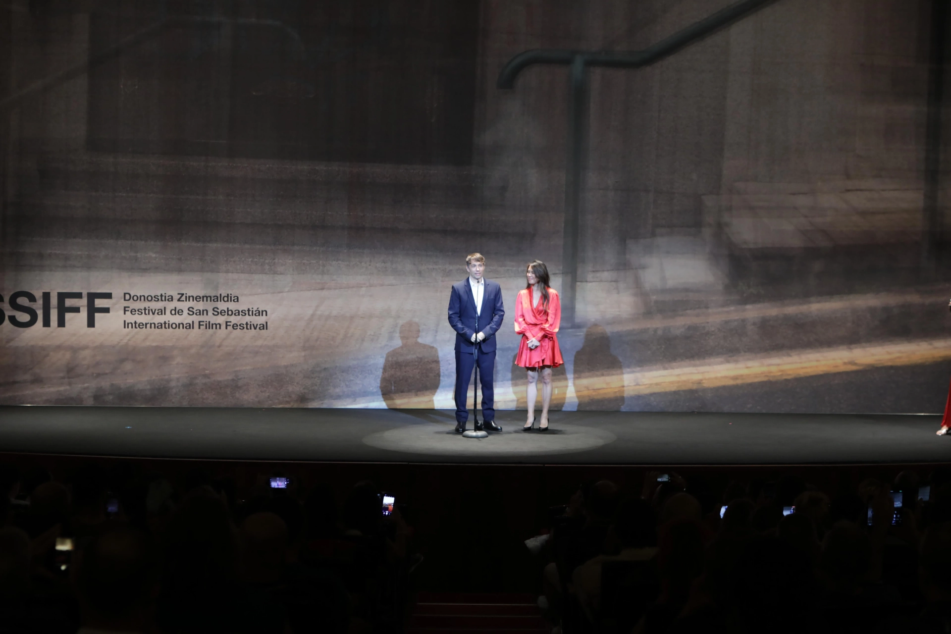 Sean Baker and Samantha Quan at an event for Anora (2024)