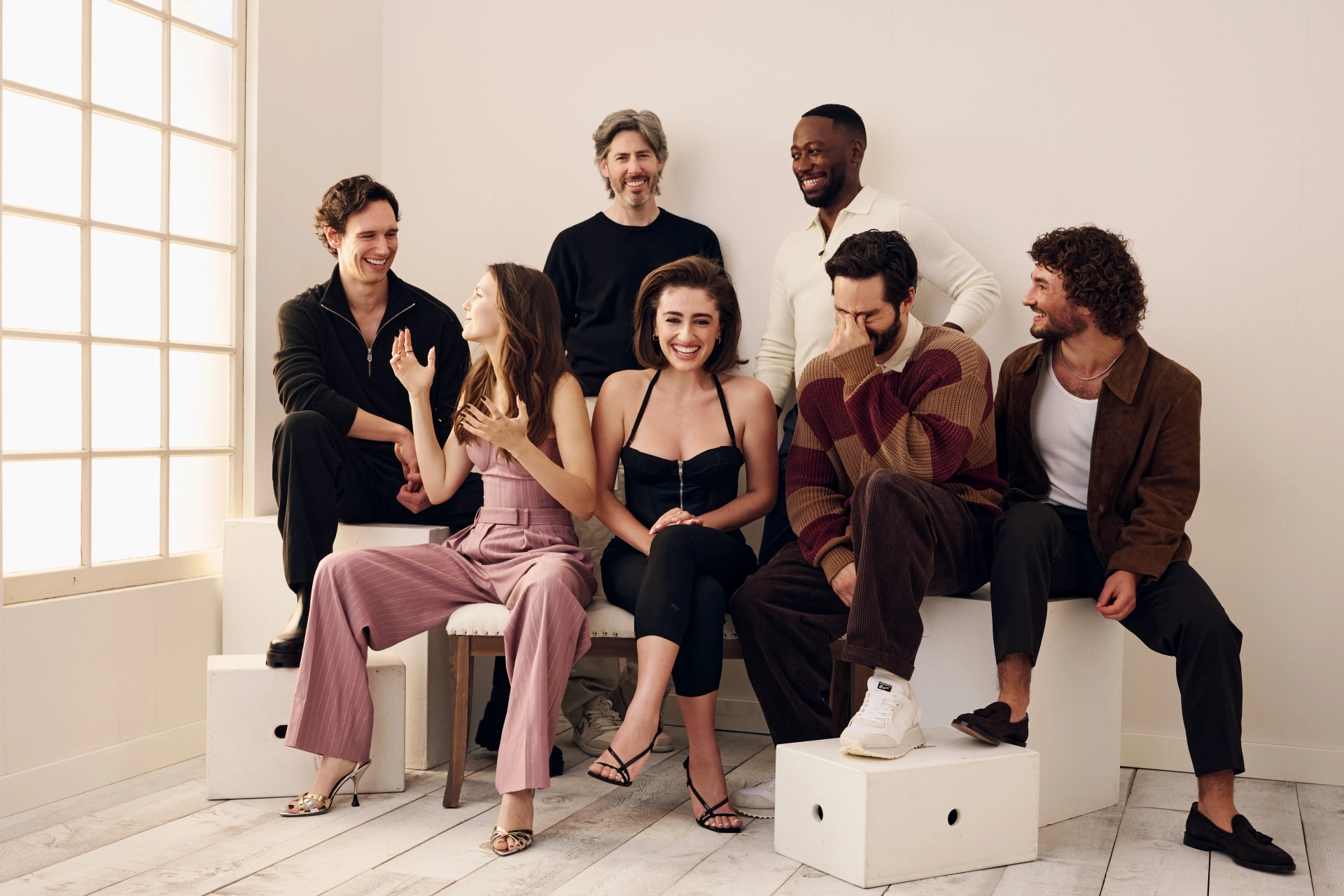 Jason Reitman, Lamorne Morris, Dylan O'Brien, Ella Hunt, Gabriel LaBelle, Cory Michael Smith, and Rachel Sennott at an event for Saturday Night (2024)