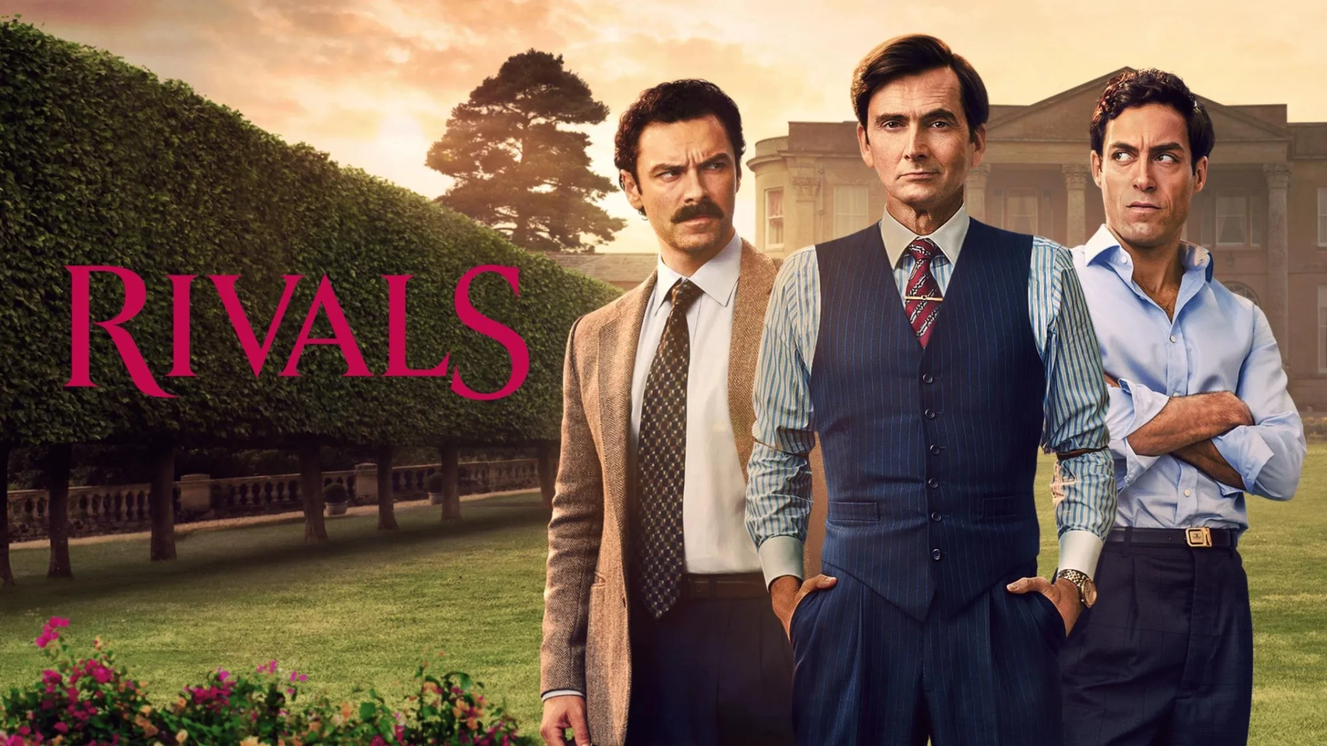 David Tennant, Alex Hassell, and Aidan Turner in Rivals (2024)