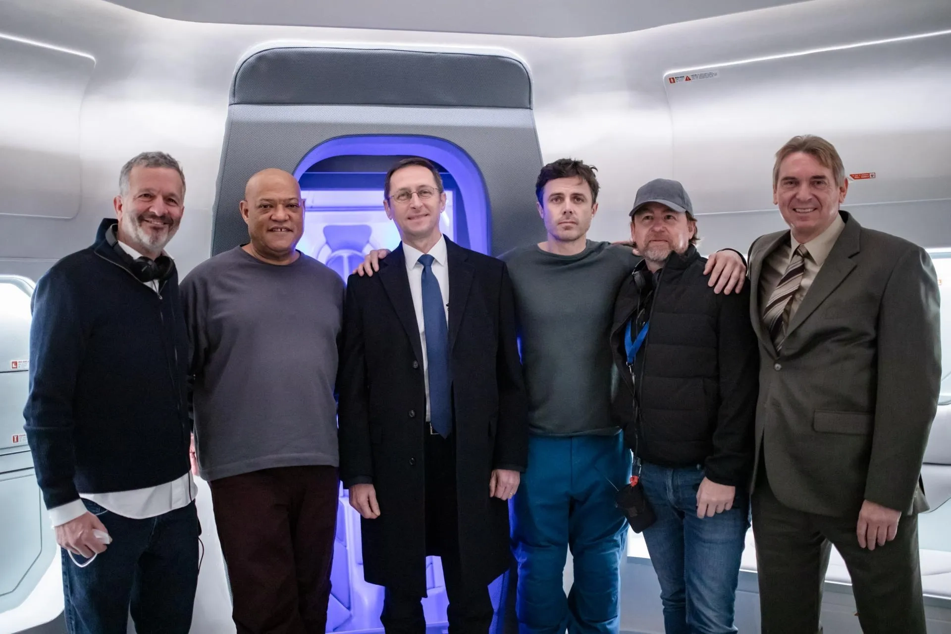 Laurence Fishburne, Casey Affleck, and Mikael Håfström in Slingshot (2024)