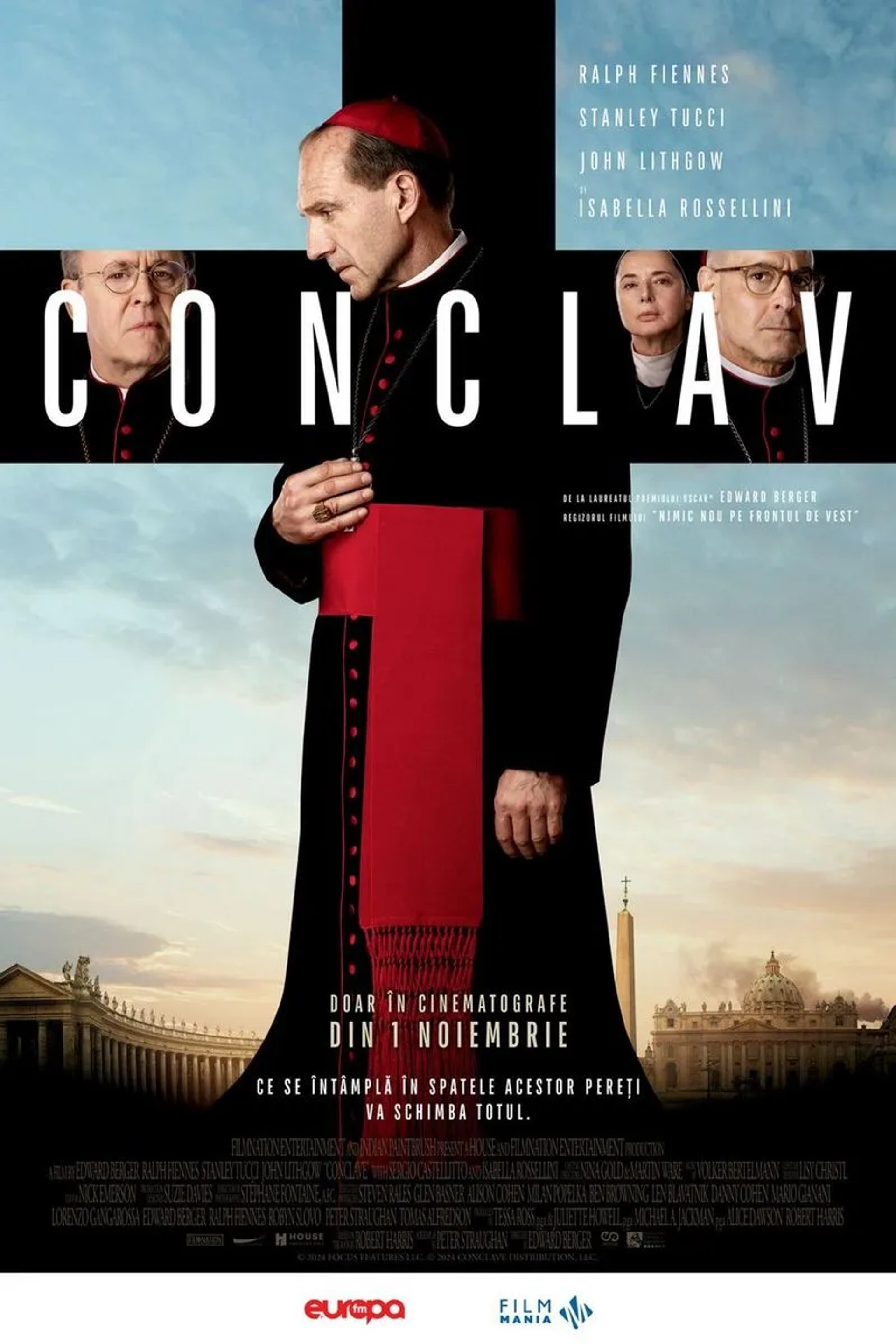 Ralph Fiennes, Isabella Rossellini, John Lithgow, and Stanley Tucci in Conclave (2024)