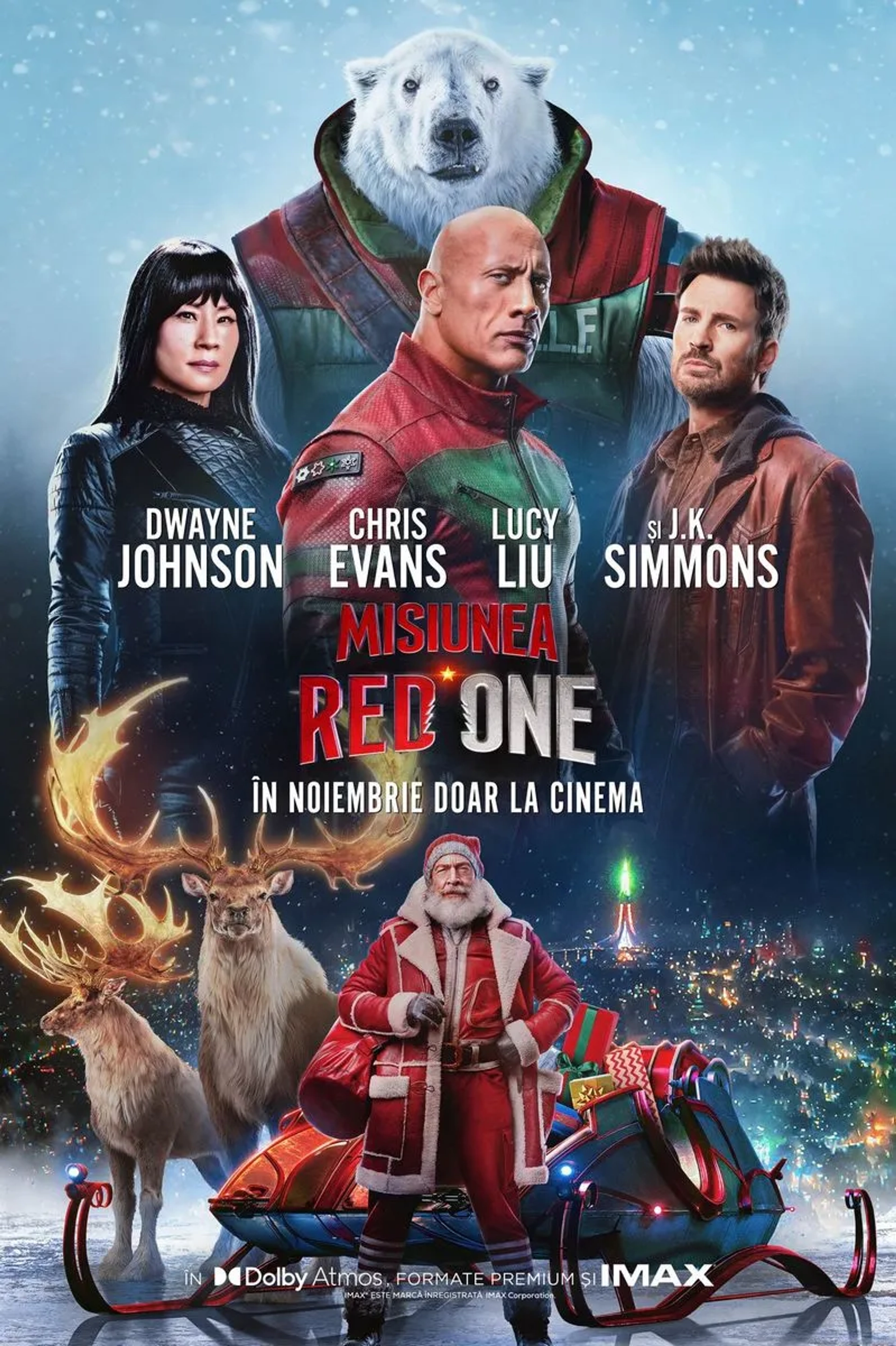 Lucy Liu, Chris Evans, Dwayne Johnson, J.K. Simmons, and Reinaldo Faberlle in Red One (2024)