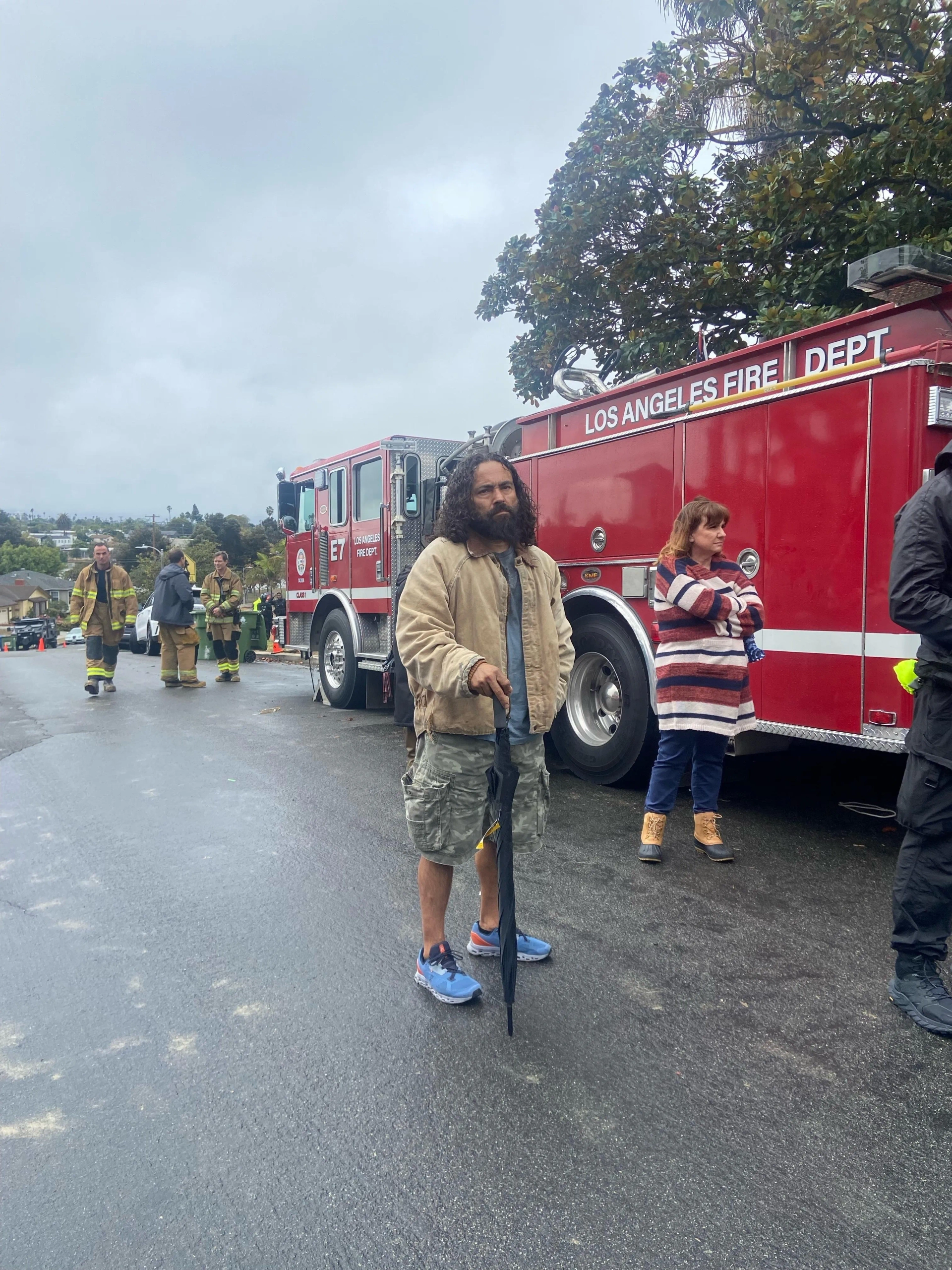 on set "AfrAId" movie raining in SoCAl just before my scene yes it rains in Southern California