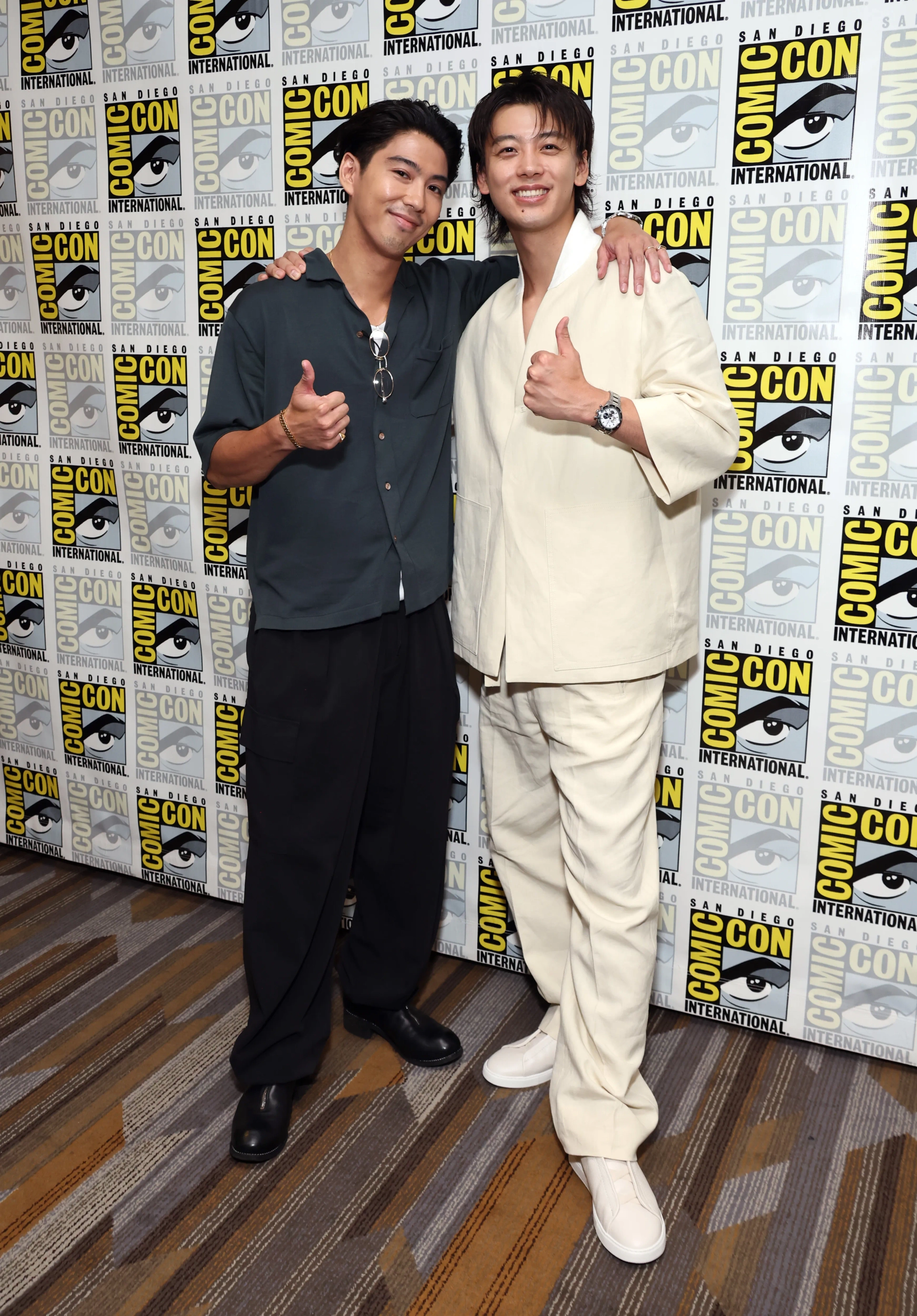 Kento Kaku and Ryoma Takeuchi at an event for Like a Dragon: Yakuza (2024)