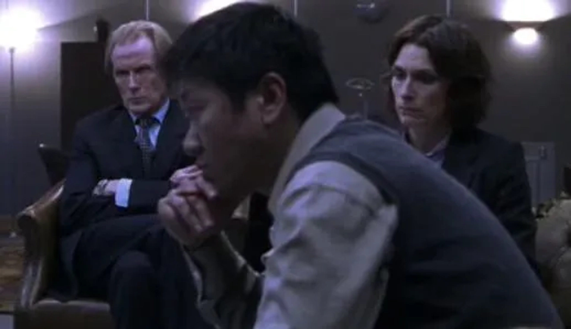 Amelia Bullmore, Bill Nighy, and Benedict Wong in State of Play (2003)