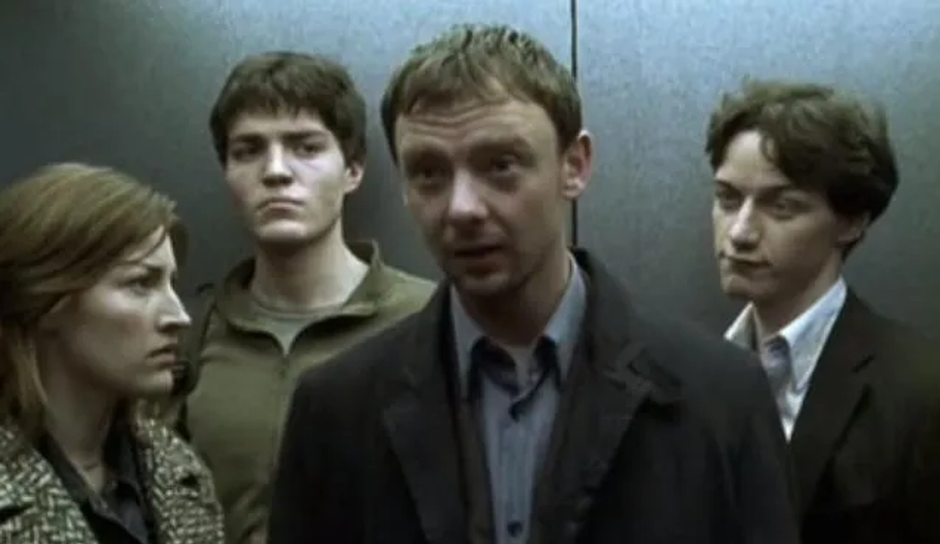 Tom Burke, Kelly Macdonald, James McAvoy, and John Simm in State of Play (2003)