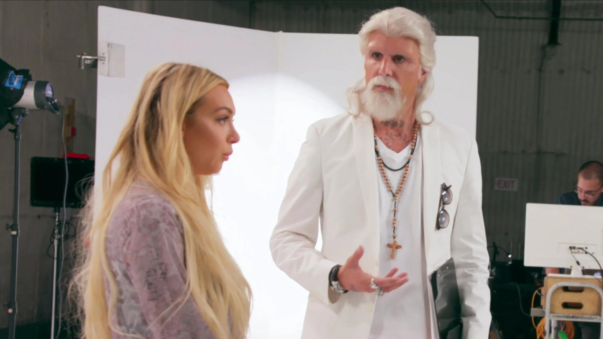 Sacha Baron Cohen and Corinne Olympios in Who Is America? (2018)