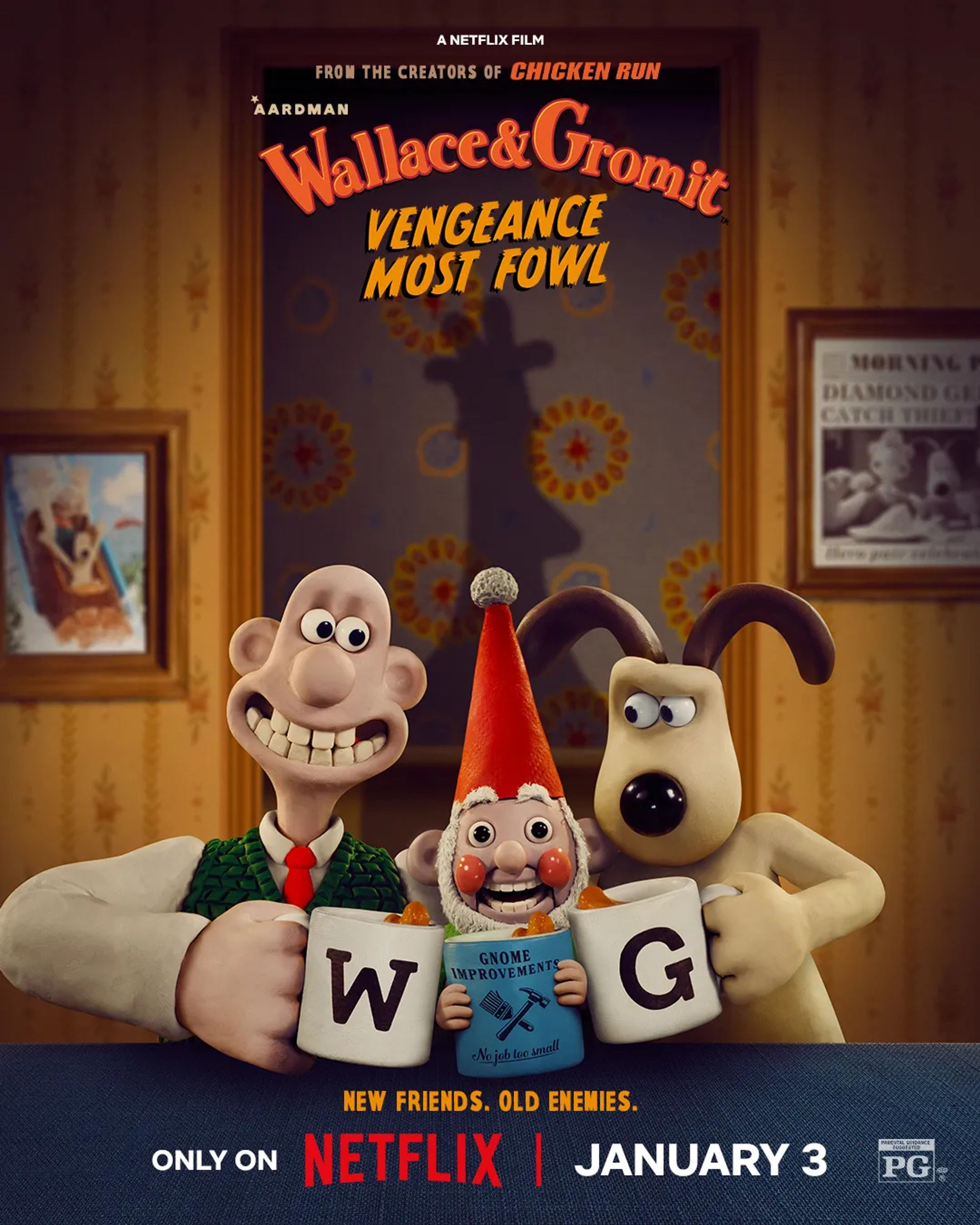 Reece Shearsmith and Ben Whitehead in Wallace & Gromit: Vengeance Most Fowl (2024)