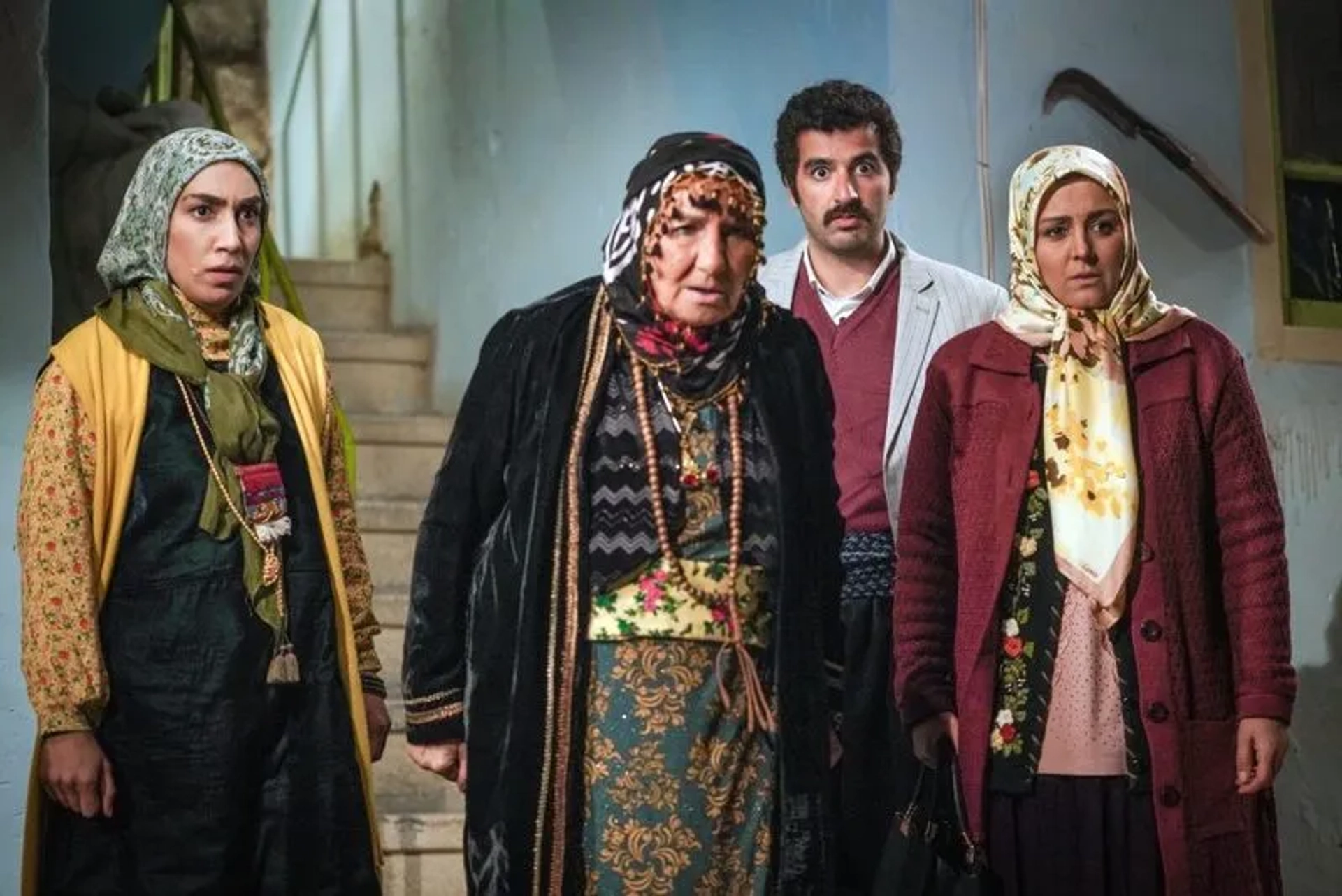 Saba Izadpanah, Pasha Jamali, Farideh Sepah Mansour, and Nasrin Moradi in Noon Khe (2019)